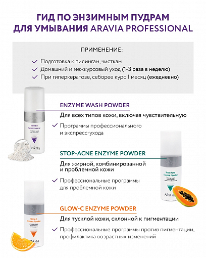 Aravia, Glow-C Enzyme Powder - энзимная пудра для умывания с витамином С, 150 мл