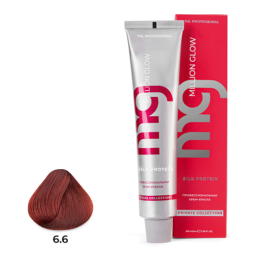 TNL, Million glow Silk protein - крем-краска для волос (6.6 темный блонд красный), 100 мл