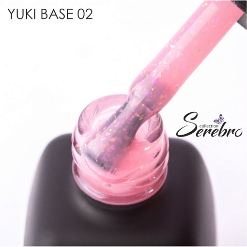 Serebro, Yuki base - цветная база с мерцающими хлопьями Юкки №02, 11 мл