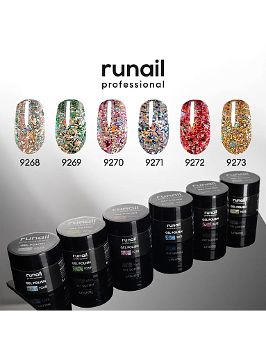 RuNail, гель-лак с блестками "Дракон" №9268, 5 гр