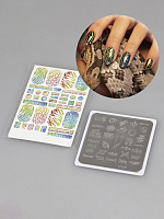 Набор пластина 6х6 см (надписи, слова), слайдеры 6,5х9 см (змея, рептилия, животный принт)