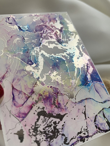 Anna Tkacheva, слайдер-дизайн фольгированная акварель (серебро) Alcohol ink NF-012