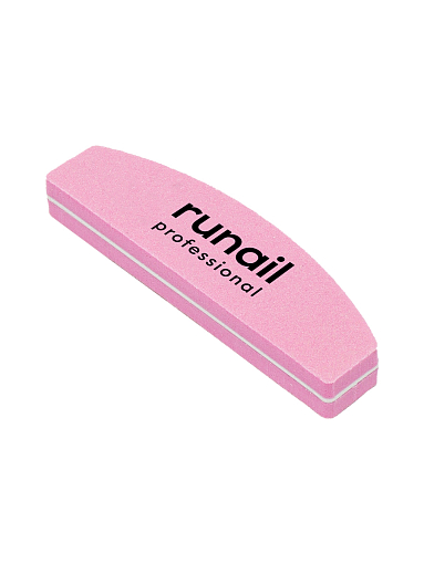 RuNail, мини-шлифовщик одноразовый (розовый, полукруглый, 8,5 см, 100/180), 20 шт