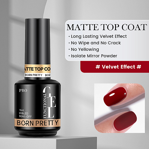 Born Pretty, PRO Matte top coat - матовый топ для гель-лака, 15 мл