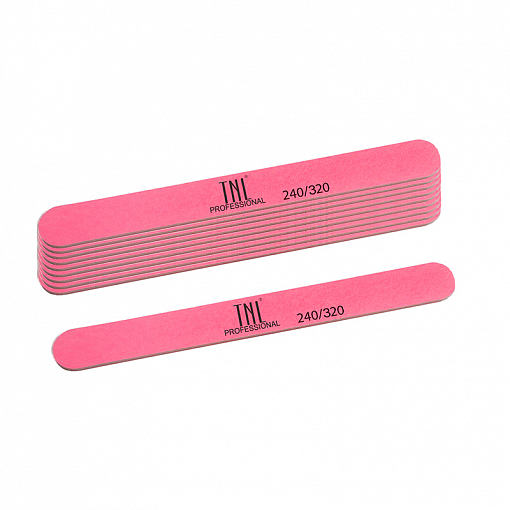 TNL, набор пилок для ногтей узкая 240/320 высокое качество (пластиковая основа, розовые), 10 шт