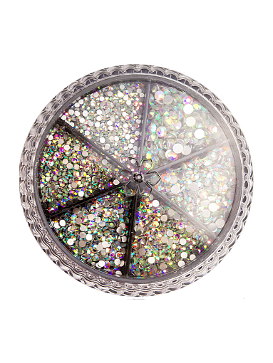 Стразы стекло микс AB White SS3-10 в банке-органайзер (голография), 1440 шт Стразы стекло микс AB White SS3-10 в банке-органайзер (голография), 1440 шт