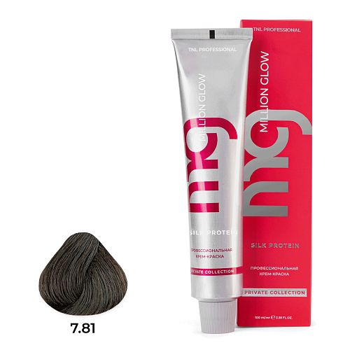 TNL, Million glow Silk protein - крем-краска для волос (7.81 блонд карамельный пепельный), 100 мл