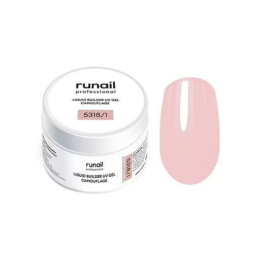 Runail, камуфлирующий жидкий Уф-гель самовыравнивающийся №5318/1 банка (Чайная роза), 15 мл