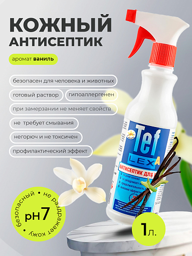 Тефлекс А, кожный антисептик с ароматом ванили (с распылителем), 1 л