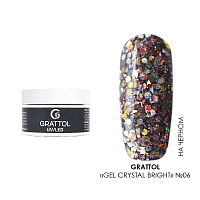 Grattol, Gel Crystal Bright - гель со светоотражающим глиттером №06, 15 мл