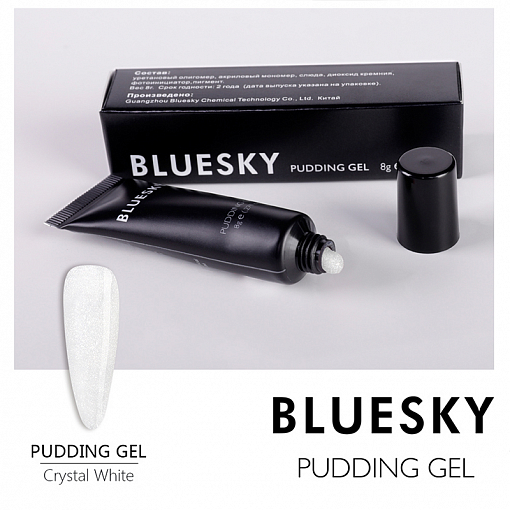 Bluesky, Pudding Gel - полигель камуфлирующий со слюдой Mini Crystal White (прозрачно-белый), 8 гр