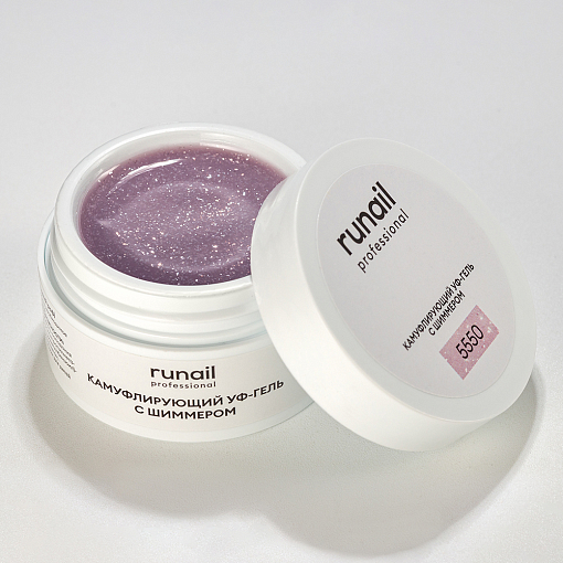 RuNail, камуфлирующий УФ-гель с шиммером №5550 (Лавандовый раф), 15 гр