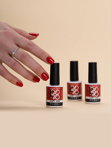 PASHE, набор №10 жесткая каучуковая цветная база HEMA-Free Only Red (8 оттенков по 9 мл)