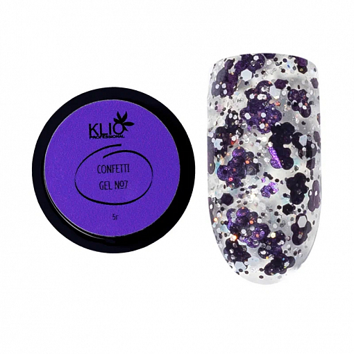 Klio, Confetti Gel - гель для дизайна с глиттером и конфетти №7, 5 гр