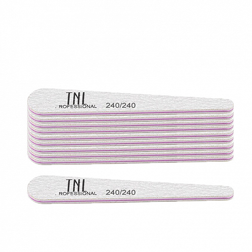 TNL, набор пилок для ногтей зауженная mini 240/240 высокое качество (серые), 10 шт