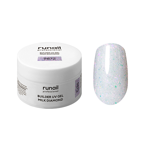 Runail, BUILDER UV GEL MILK DIAMOND - моделирующий УФ-гель светоотражающий №9872, 15 гр
