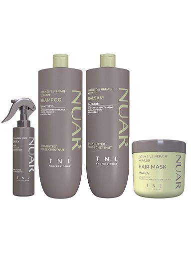 TNL, набор №244 средств по уходу за волосами интенсивное кератиновое восстановление с маслом ши NUAR