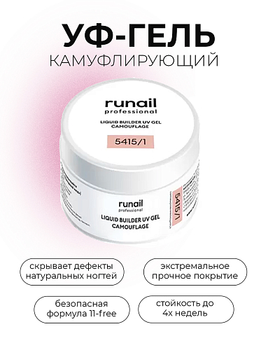 Runail, набор №68 камуфлирующий жидкий Уф-гель самовыравнивающийся (3 оттенка по 15 мл)
