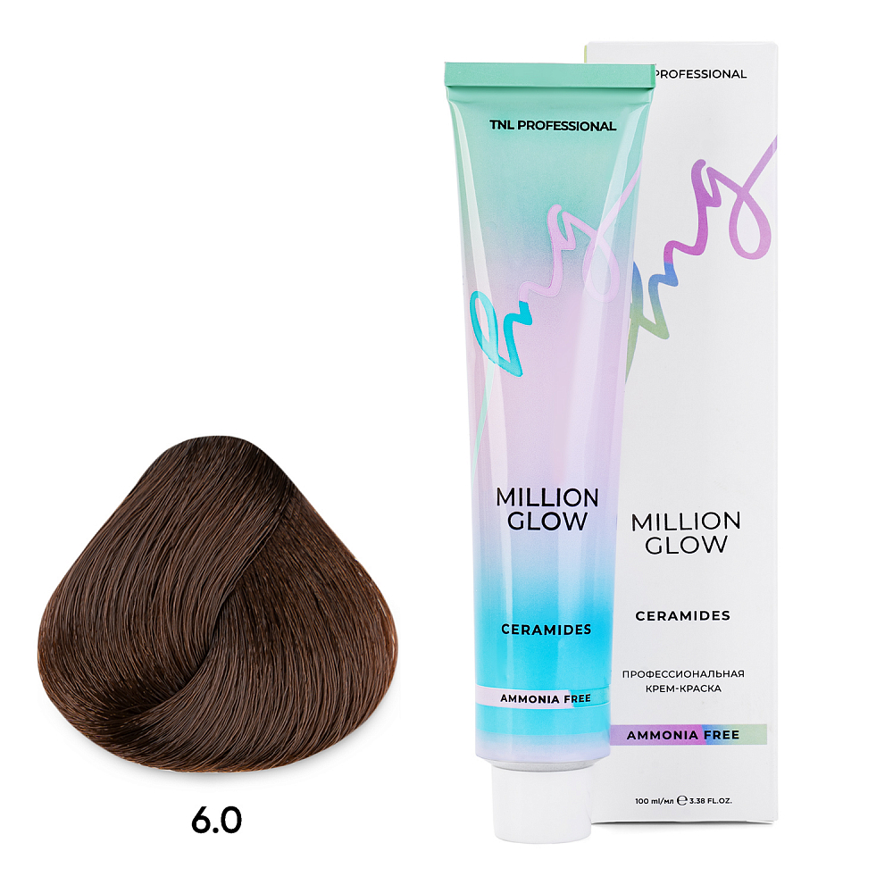 TNL, Million glow Ammonia free collection Ceramides - крем-краска для волос (оттенок №6.0), 100 мл