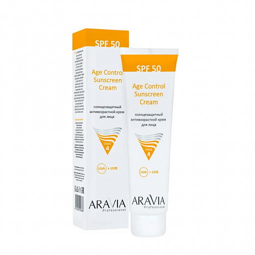 Aravia, Age Control Sunscreen Cream SPF-50 - солнцезащитный анти-возрастной крем для лица, 100 мл