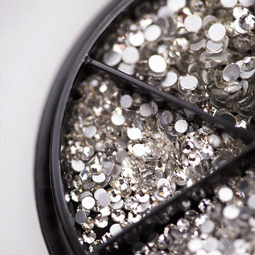 Стразы стекло микс White SS3-10 в банке-органайзер (белый), 1440 шт