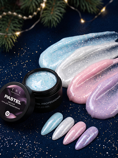 TNL, Pastel - жесткий гель для наращивания с поталью №15 (сиреневый бриз), 15 мл