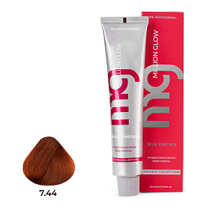 TNL, Million glow Silk protein - крем-краска для волос (7.44 блонд медный интенсивный), 100 мл