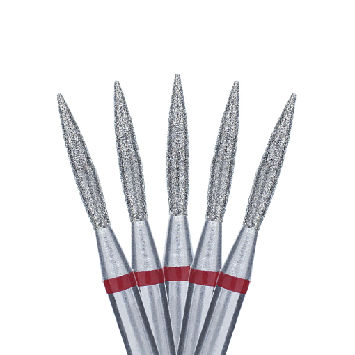 Кристалл, набор фрез алмазное пламя острое Kn.104.243.514.016 (мягкая, d 1.6), 5 шт