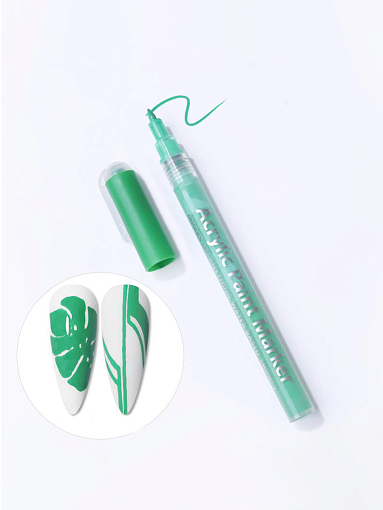 Born Pretty, набор акриловые маркеры для ногтей (белый, золото, серебро) + подарок (зеленый)