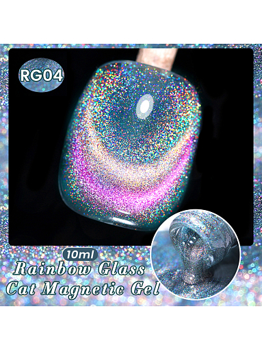 Born Pretty, Rainbow Glass Cat Magnetic Gel - светоотражающий гель-лак кошачий глаз RG04, 10 мл