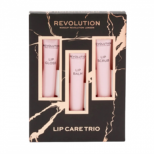 Makeup Revolution, набор для макияжа губ: бальзам, скраб и блеск "LIP CARE TRIO"