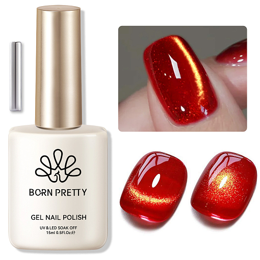 Born Pretty, Red Cat eye gel MY243 - набор гель-лак "кошачий глаз" и магнит для гель-лака, 15 мл