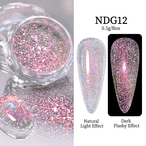 Aurora Reflective Glitter Powder - светоотражающий пигмент для дизайна ногтей G012, 1 шт