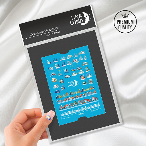 Una Luna, слайдер-дизайн для ногтей Snowy village (color W3901)