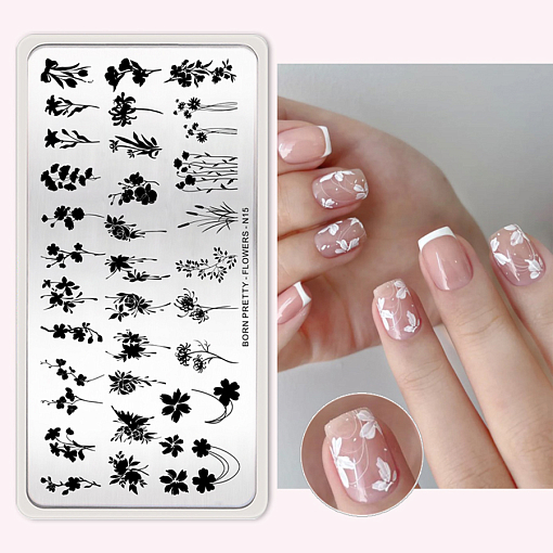 Born Pretty, пластина для стемпинга 12*6 см (FLOWERS-N15)