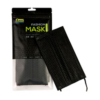 Irisk, защитная маска для мастера маникюра трехслойная черная текстурированная, 6 шт