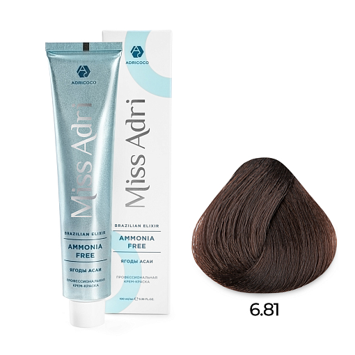 Adricoco, Miss Adri Brazilian Elixir Ammonia free - крем-краска для волос (оттенок 6.81), 100 мл