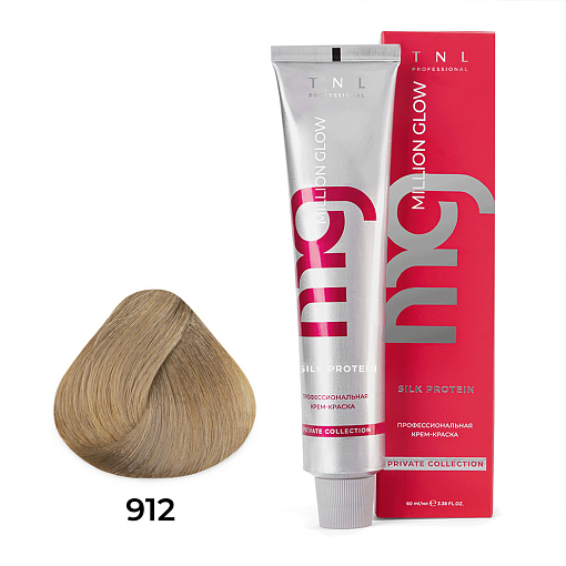 TNL, Million glow Silk protein - крем-краска для волос (912 Осветляющий пепел.перламутровый), 60 мл
