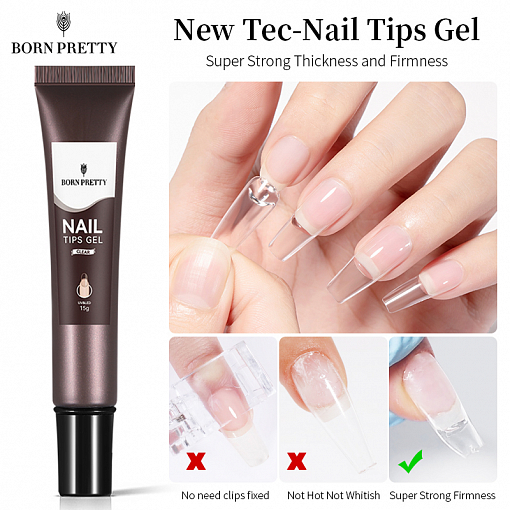 Born Pretty, Nail Tips Gel - клей для гелевых типс (clear), 15 гр