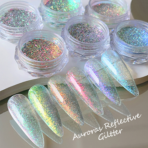 Aurora Reflective Glitter Powder - светоотражающий пигмент для дизайна ногтей G014, 1 шт