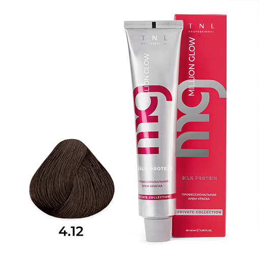 TNL, Million glow Silk protein - крем-краска для волос (4.12 Коричневый пепельный перламутровый), 60