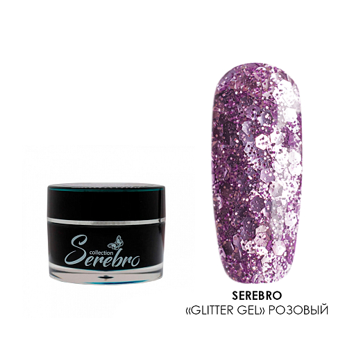 Serebro, гель-лак "Glitter gel" (розовый), 5 мл