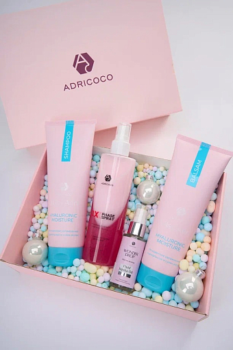 Набор в подарочном боксе Adricoco №5 (шампунь, бальзам, масло-флюид, спрей для волос)