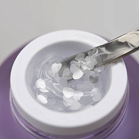 Patrisa nail, Romantic gel Single- прозрачный гель для дизайна с глянцевыми белыми сердцами, 5 гр