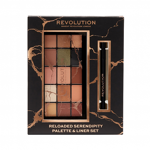 Makeup Revolution, набор для макияжа глаз: палетка теней для век и подводка "RELOADED AND LINER"