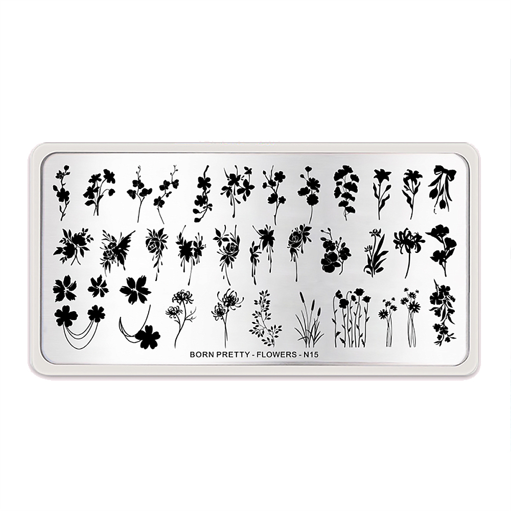 Born Pretty, пластина для стемпинга 12*6 см (FLOWERS-N15)