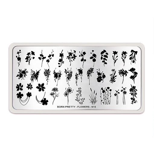 Born Pretty, пластина для стемпинга 12*6 см (FLOWERS-N15)