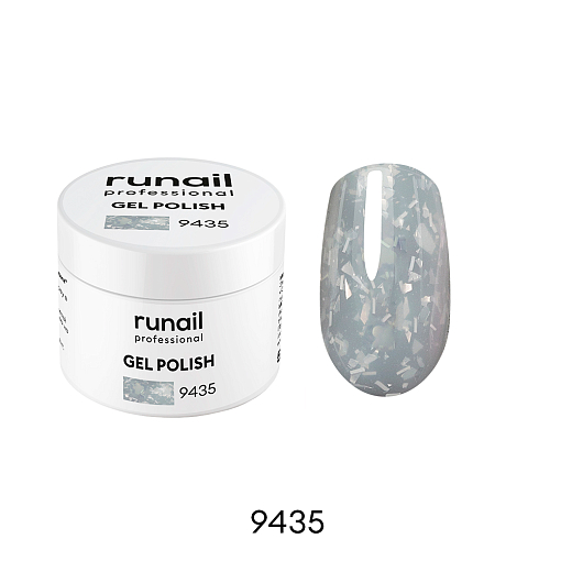 RuNail, гель-лак с фольгой и фигурными пайетками "Гортензия" №9435, 5 гр