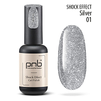 PNB, светоотражающий гель-лак "SHOCK EFFECT" №01 (Silver), 8 мл