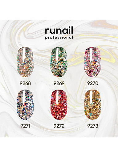 RuNail, гель-лак с блестками "Дракон" №9268, 5 гр